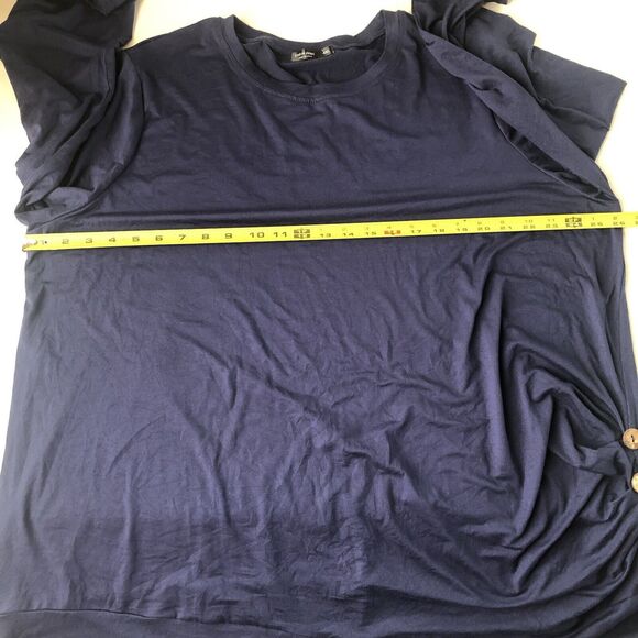 Shein Curve 4XL Blue Long Sleeve Top Ruched With Buttons On One Side - Picture 8 of 9